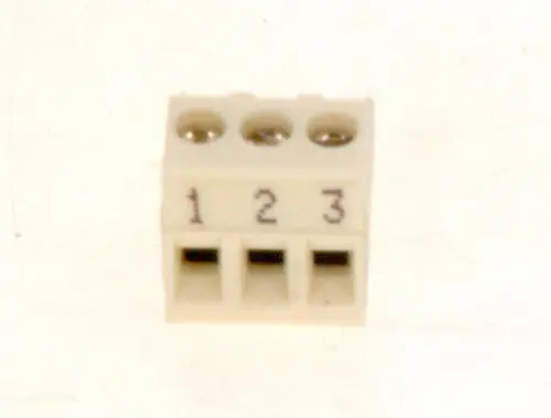 Bosch Anschlussklemme mit drei Anschlüssen, in Weiß. Die Klemme ist für elektrische Verbindungen in verschiedenen Geräten geeignet.